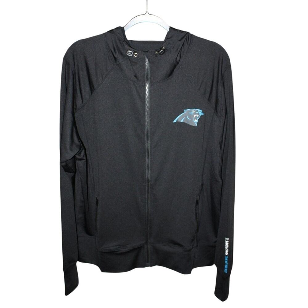 Carolina Panthers Black Women's 2XL Zip Up Jacket‎ Hooded NFL Team Fleece